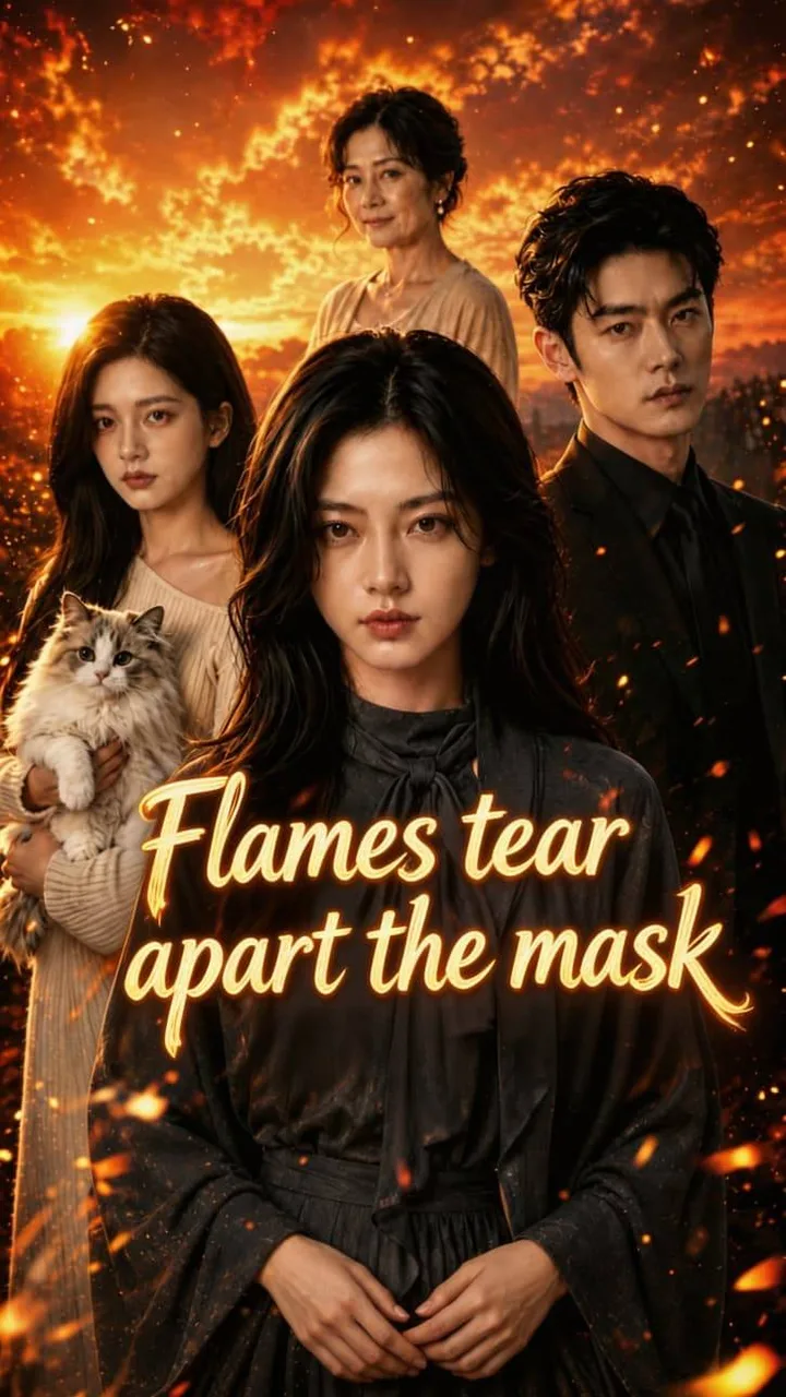 Flames tear apart the mask