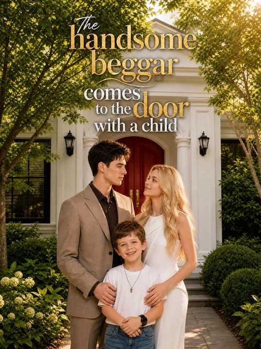 The handsome beggar comes to the door with a child.